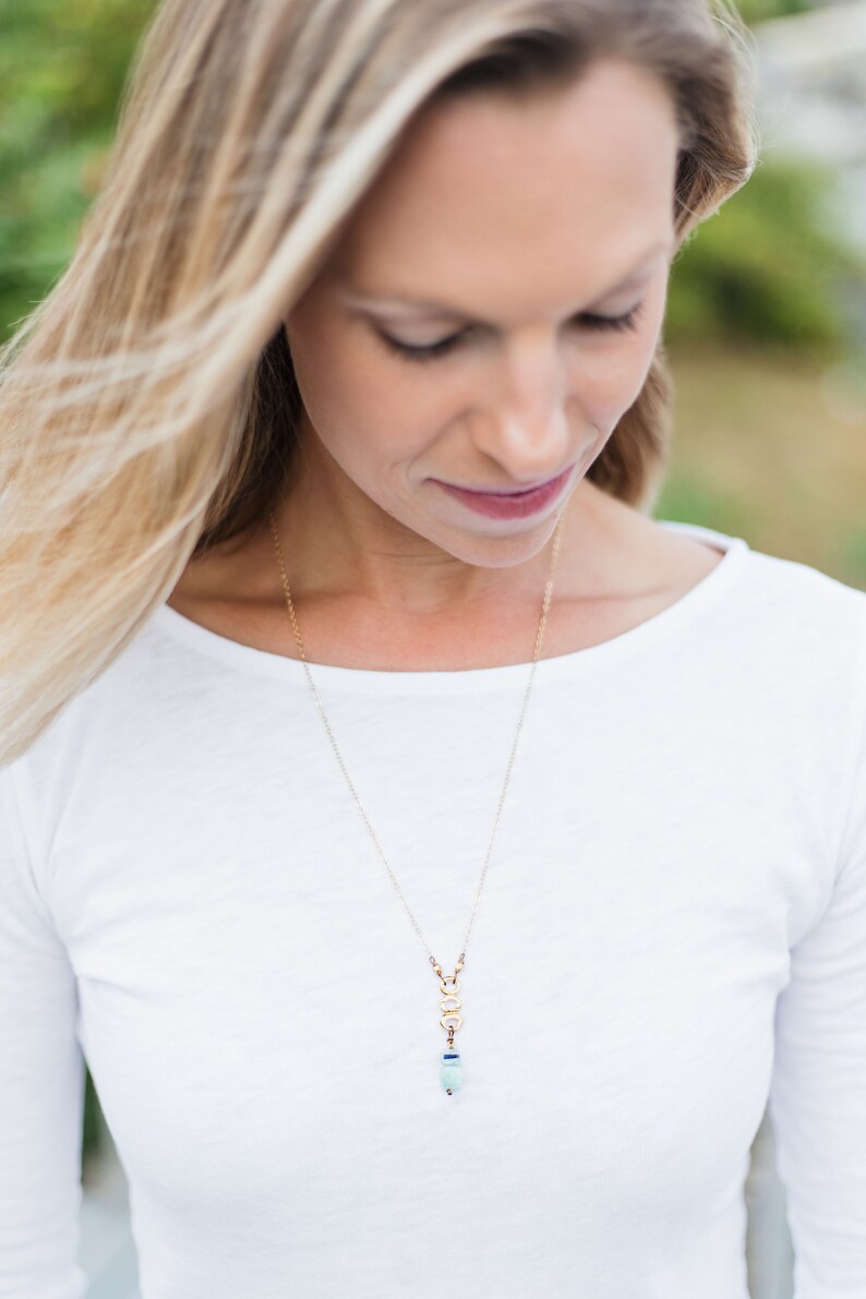 •LINKED LARIAT• lapis lazuli + gold necklace (19