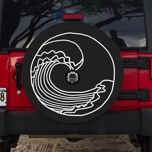 Wave Spare Tire Cover With Backup Camera Hole Beach Themed Etsy Australia