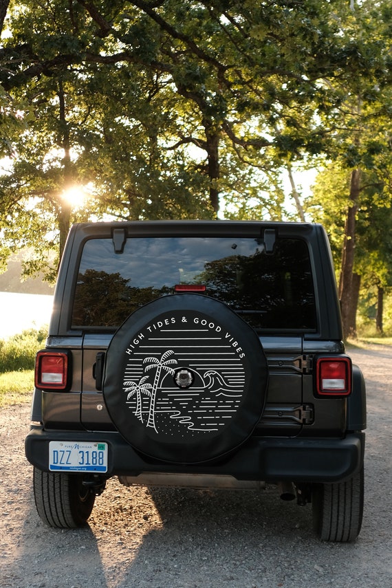 High Tides & Good Vibes Design on a Tire Cover JL Tire Cover - Etsy