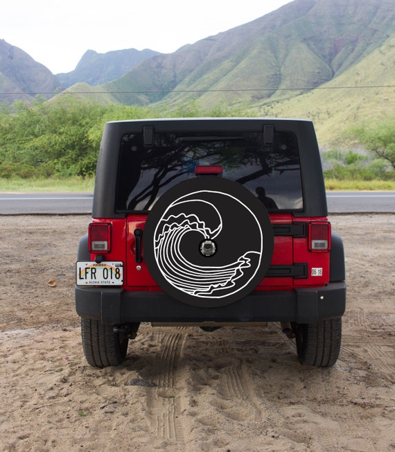 Wave Spare Tire Cover With Backup Camera Hole Beach Themed - Etsy
