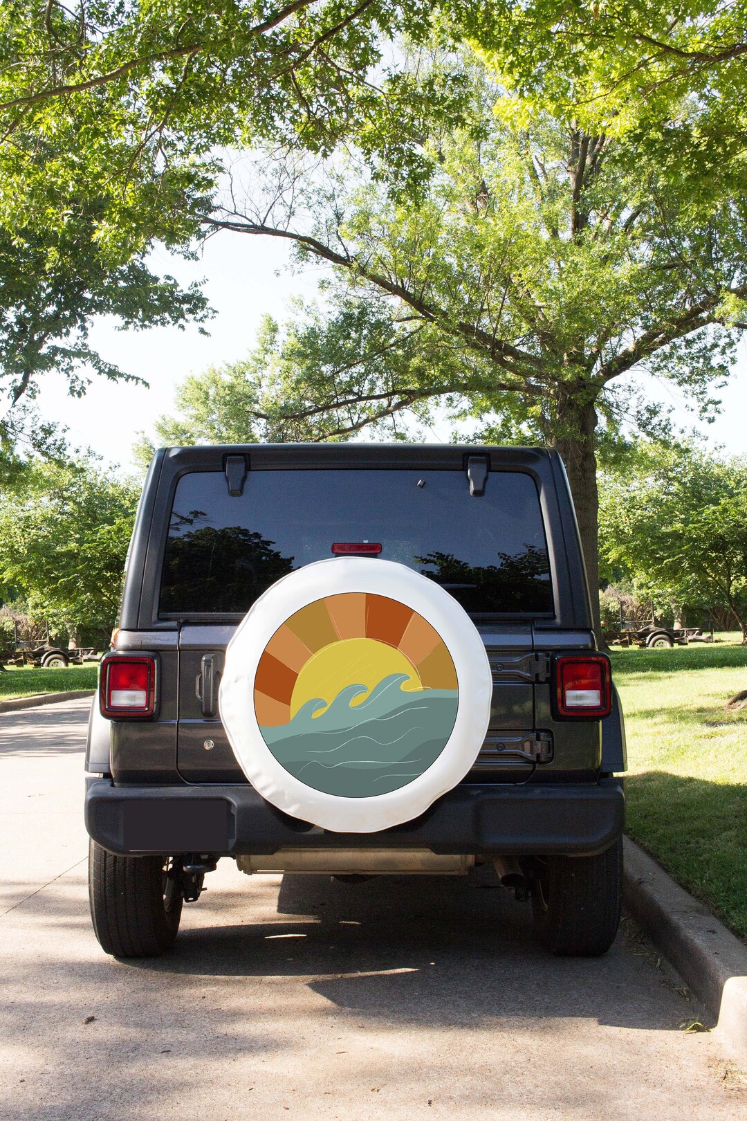 Sun Rays Tire Cover Tire Cover With Waves Beach Tire Cover Etsy