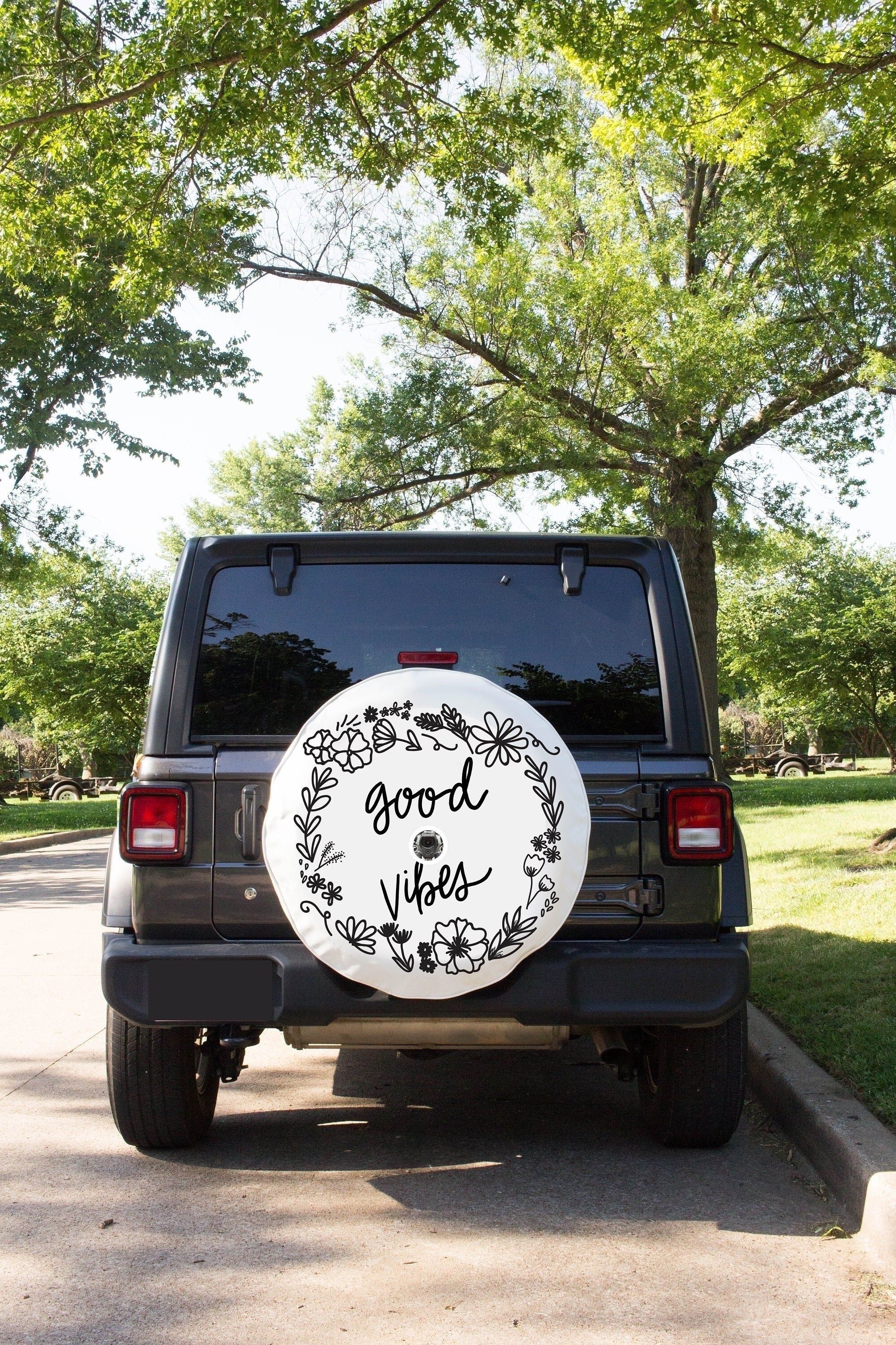 Good Vibes Floral Tire Cover With Backup Camera Hole Tire Etsy