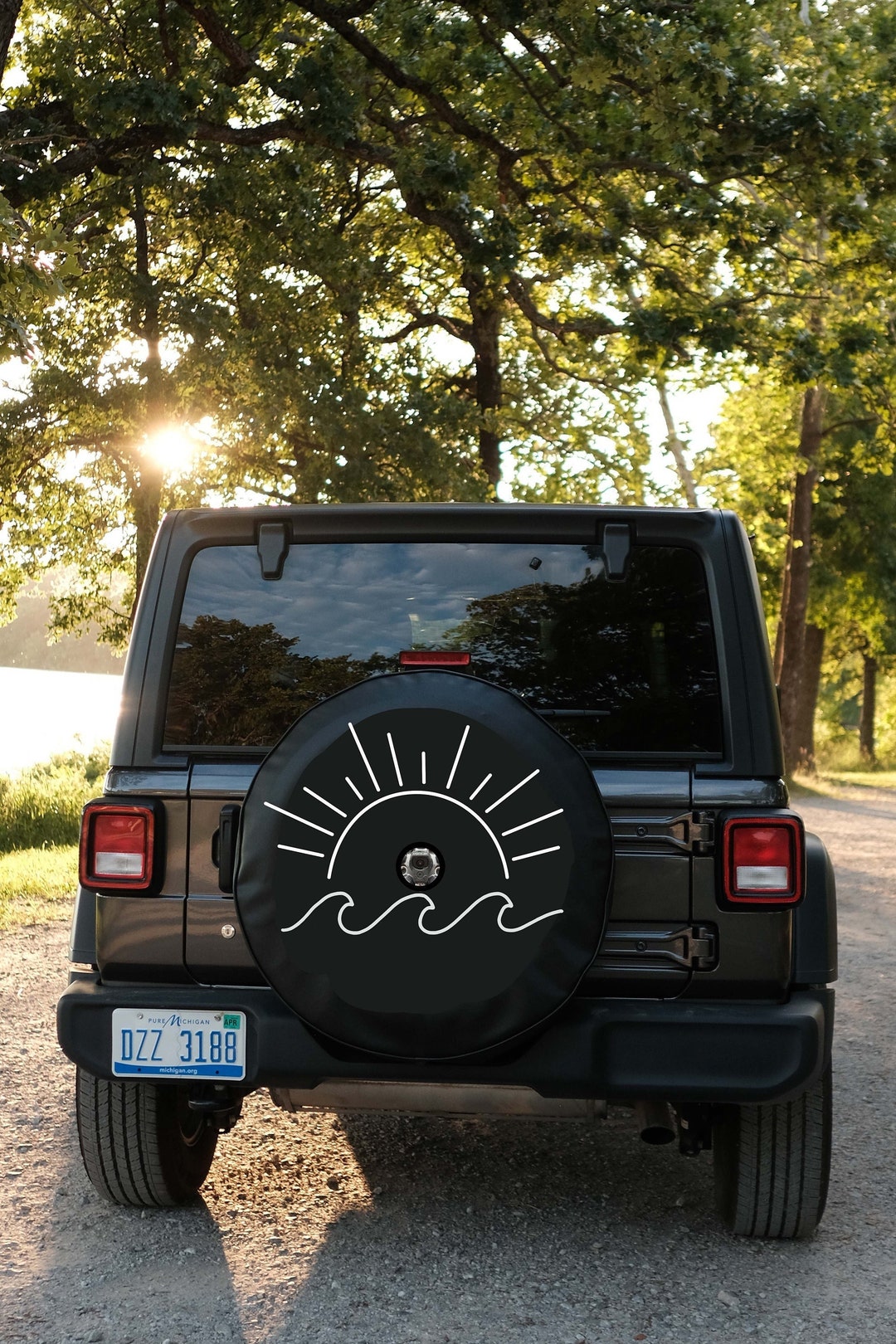 Sun and Wave Tire Cover With Camera Hole Beach Spare Tire Etsy