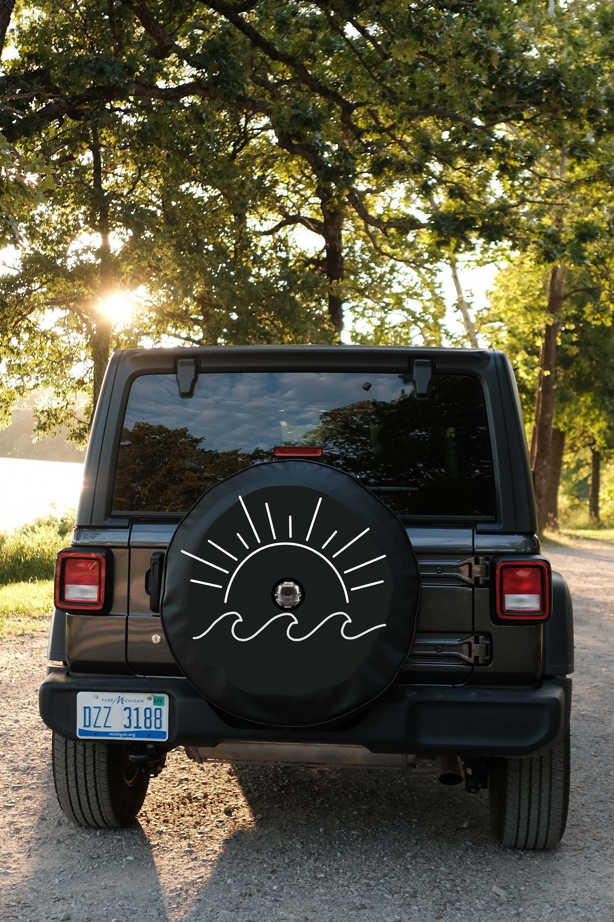 Sun and Wave Tire Cover With Camera Hole Beach Spare Tire - Etsy