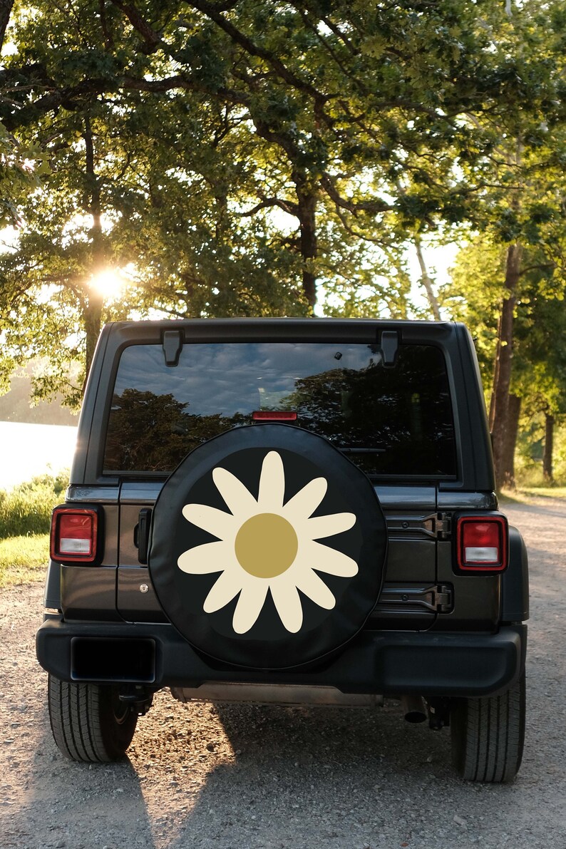 Daisy Tire Cover Compatible With Jeep, Floral Spare Tire Cover