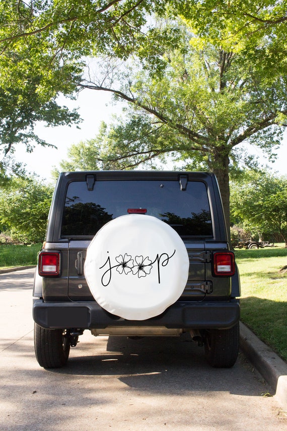 Floral Jeep Tire Cover White Tire Cover With Flowers Daisies Etsy