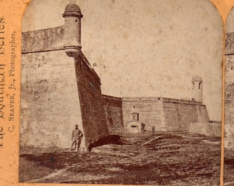 Old Spanish Fort, St. Augustine, Florida.  C. Seaver Stereoview Photo