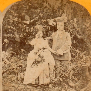 The Children in the Woods.  Stereoview Photo