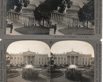 Lot of (2) Washington, D.C., White House and Capitol Building.  Stereoview Photos