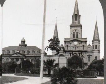 New Orleans, La., Jackson Square.  Stereoview Photo