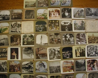 Lot of (51) Litho Stereoview Photos, Good Variety!