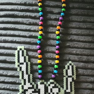 Glow in the Dark Skeleton Rock Hand Kandi Perler Necklace