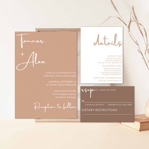 Boho Minimalist Customizable Wedding Invitation Package