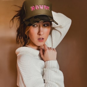 Camo HOWDY foam Trucker Hat for Women, Camo Trucker Cap for Summer Country Concert, Birthday Gift for Her, Western Womens Foam Trucker Hats