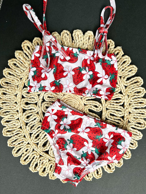 Strawberry Swimsuit for Girls Summer, Bikini for Baby Toddler, Berry Sweet One First Birthday Bikini, 1st Birthday Girl Swimsuit, Baby Swim