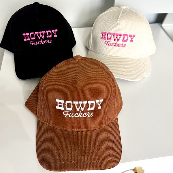 HOWDY Mother Cowgirls Trucker Hat, corduroy baseball cap,  Hat Unisex Adult Size, cowboy inspired hat for weste, funny western hats, gift