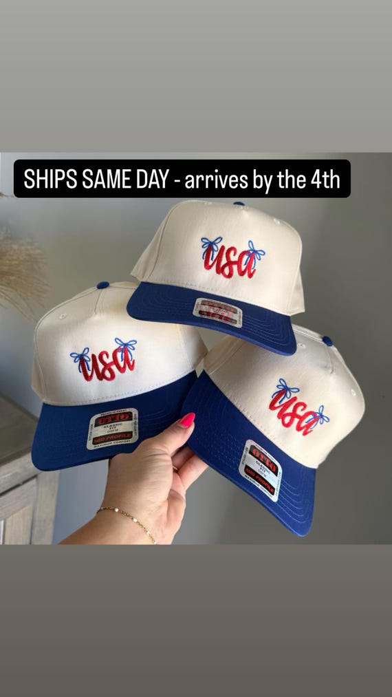 4th of July USA  Hat for Women, American fourth girly Hat, Festive Red White & Blue Baseball Cap, Embroidered Patriotic America Hat