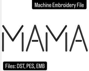 Mama Retro Machine Embroidery Design, Mama Trendy Embroidery Design, Mom Puff PES DST Embroidery File, Hat Embroidery Design