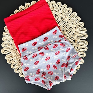 Bummies band rollingStones Tongue Tube Top Set For Baby Girl - grey Rock n Roll Band Bummies, Music Vintage Spring Baby Shower, 1st birthday