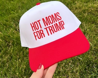 MAGA Women’s Snapback trucker hat, Donald Trump 2024 MAGA Patriots Hat, Hot Moms for Trump Apparel, President Hat, Ladies Trump Hat 2024