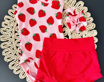 Leo One Arm for Baby Girl Toddler, Two Berry Sweet birthday outfit, strawberry leotard set 2nd birthday, baby shower toddler birthday gift