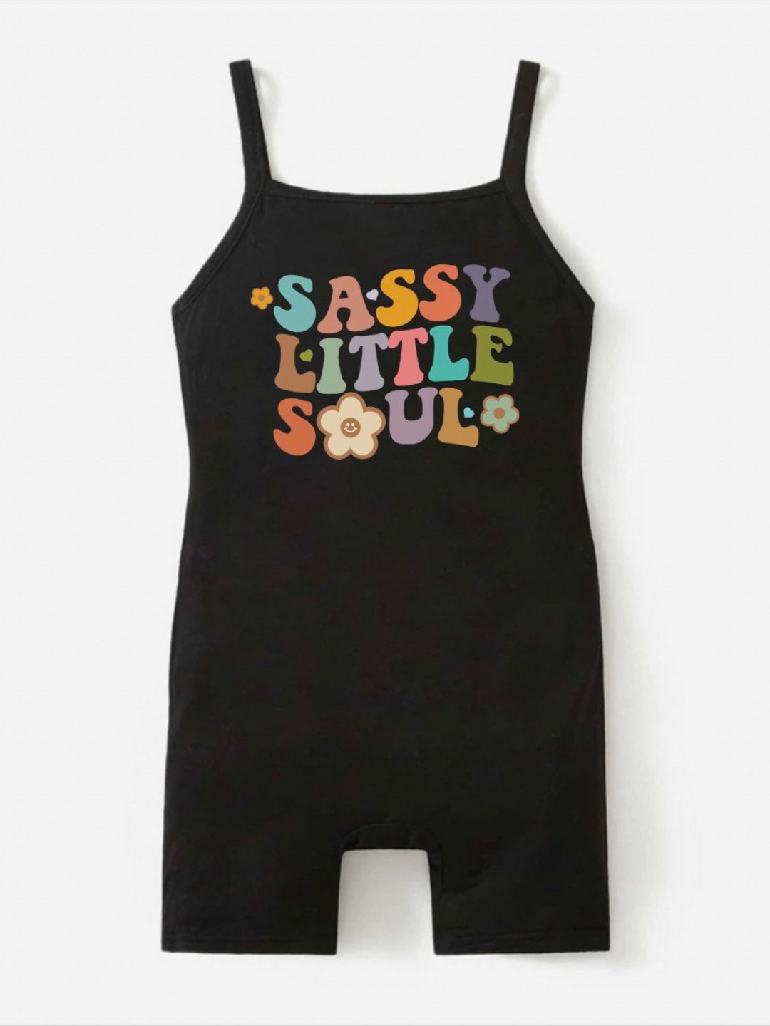 Retro Floral Black Solid Tank Top Romper for Baby Girl Summer Etsy