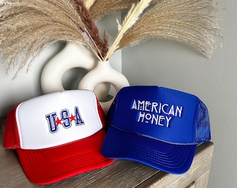USA star foam Trucker Hat for 4th Of July, 4th of July Hat, Patriotic Gift hat for Her, USA Hat for Fourth of July, usa America SnapBack