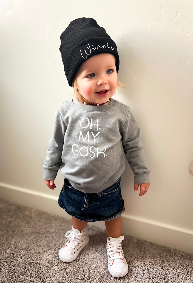 Personalized Name Infant Ribbed Beanie, Embroidered Name Newborn Beanie