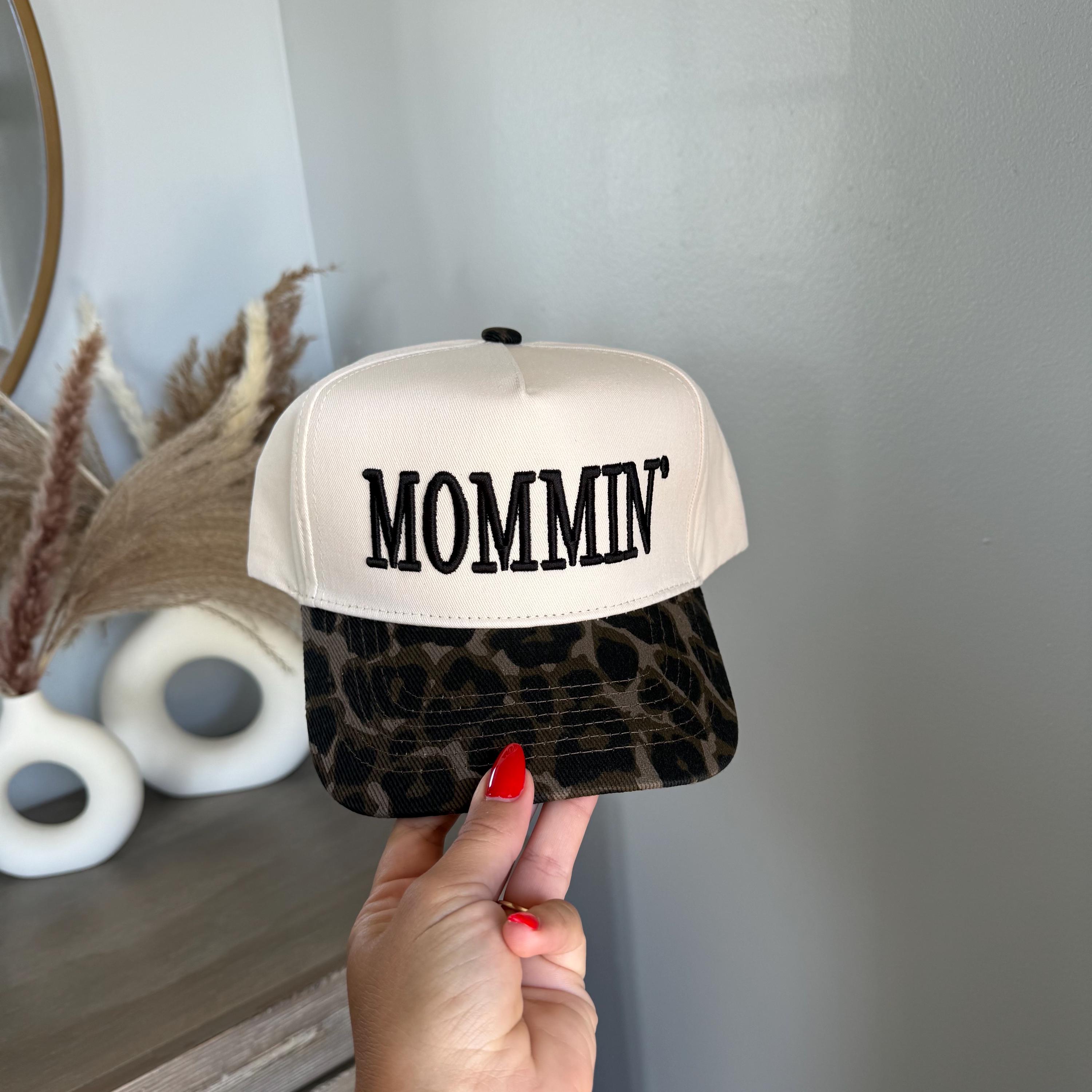 Mommin' 3D Puff Embroidered Hat, Trendy Mother Hats, Leopard