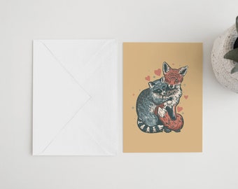 The Fox And The Raccoon Greeting Card