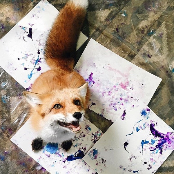 Paper Paw Print Painting
