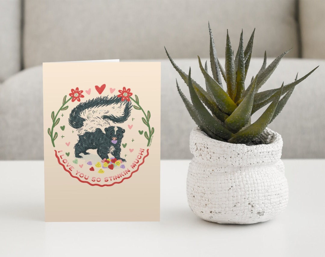 So Stinkin' Much Skunk Valentines Card - Etsy