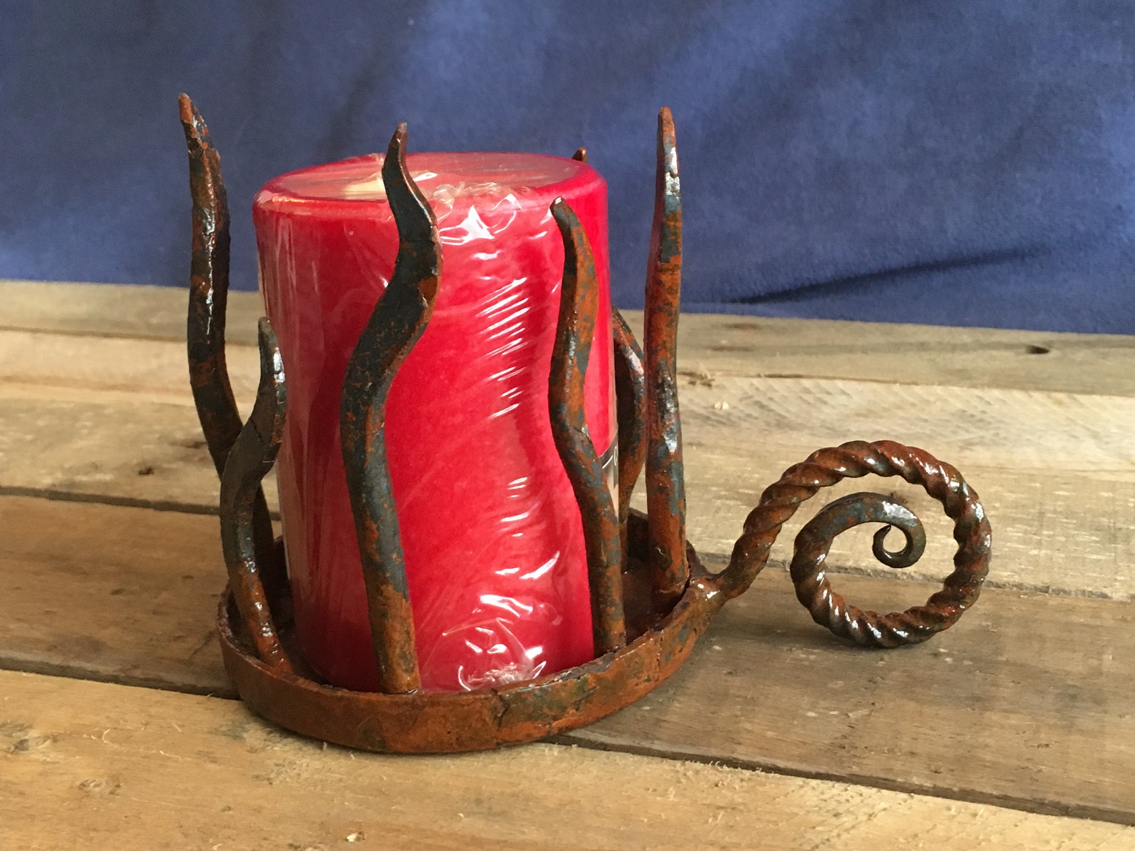 Hand Flame Design Candle Holder Rusted Finish Etsy