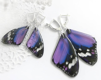 Wedding earrings for bridesmaid gift Purple butterfly earrings Butterfly jewelry set Elegant jewelry for women gift ultra violet earrings