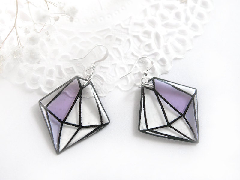 Sacred earrings geometry jewelry Purple crystal earrings for Etsy