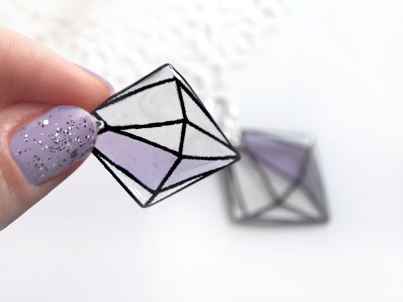 Sacred earrings geometry jewelry Purple crystal earrings for Etsy