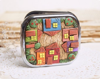 Fairy house Birthday gift for architect colorful houses unusual gifts for mom gift for coworker Whimsical accessory Folk art gift for wife