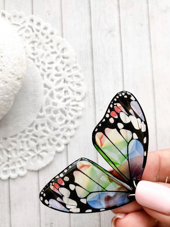 Watercolor butterfly earrings Geometric jewelry Fairy Abstract | Etsy