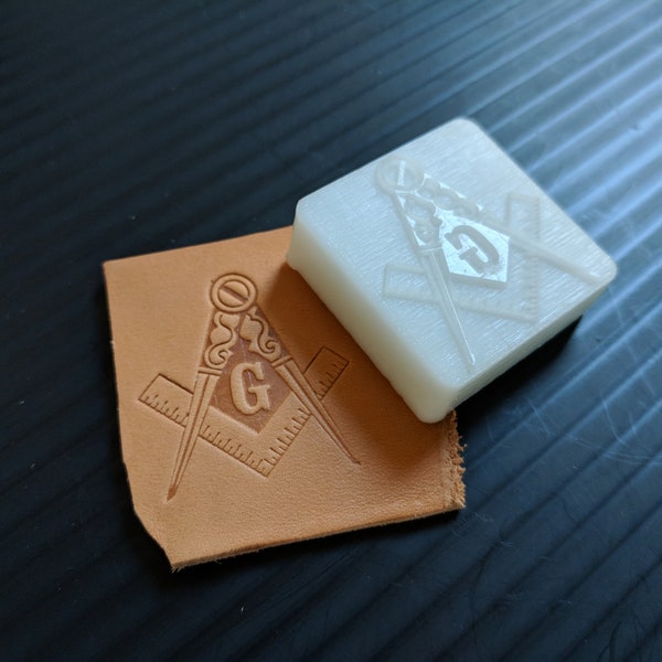 Traditional Masons Square and Compasses Leather Stamp