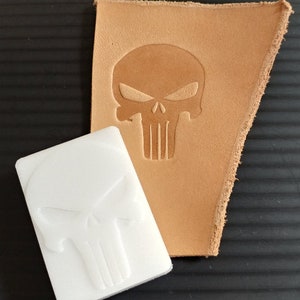 Punisher Inspired Leather Stamp, Leatherworking Stamp, Embossing Tool for Leather Crafts, Custom Leather Carving Die