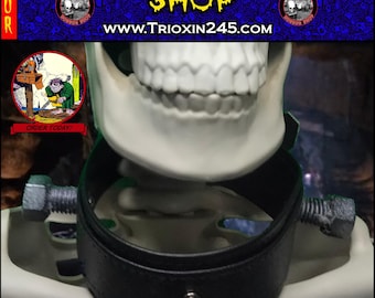 Frankenstein's Monster Inspired Bolt Collar - Black Vinyl - Goth - Psychobilly - Punk- Horror - In a Dark, Dark Room