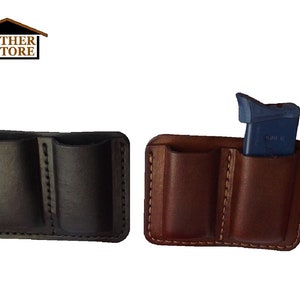 J&J Custom Premium Leather SIG SAUER P238 .380 Single Stack Double Magazine Carrier Holder Holster W/Belt Clip