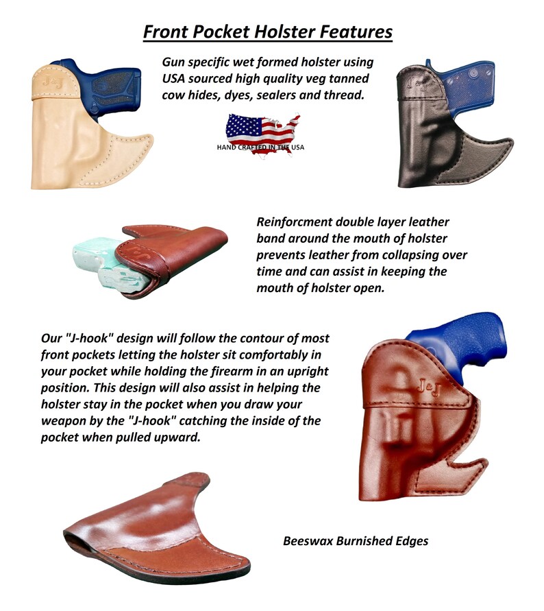 J&J RUGER LCP MAX 380 Formed Front Pocket Style Premium Leather Holster image 2