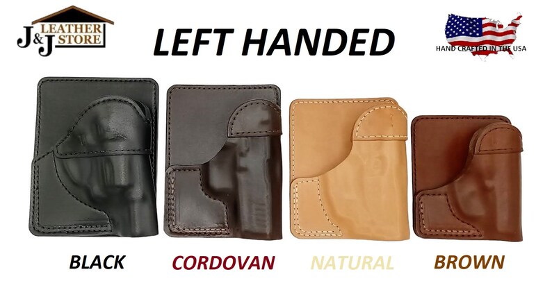 J&J RUGER EC9S Formed Wallet Style Premium Leather Back/Cargo Pocket Holster Left