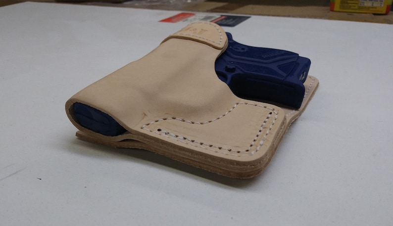 J&J Custom Fit RUGER LCP MAX 380 Will Not Fit Lcp or Lcp 2 Formed Premium Natural Leather Wallet Style Back / Cargo Pocket Holster image 5