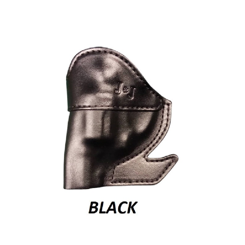 May include: Black leather holster with the text "J&J" embossed on the side.