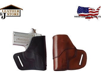 J&J Custom Fit KELTEC P3AT OWB Belt Carry Formed Premium Leather Holster