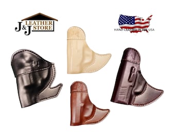 J&J RUGER LCP 380 W/ Viridian E Laser Formed Front Pocket Style Premium Leather Holster