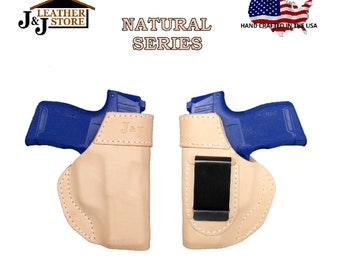 J&J RUGER LCP 2 II Owb (Outside The Waistband) W/ Belt Clip Formed Natural Leather Holster