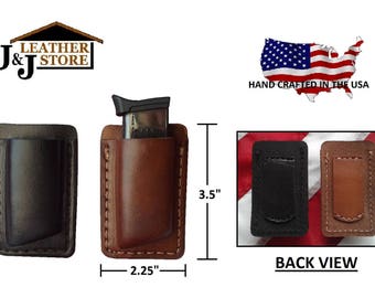 J&J Custom Formed Premium Leather 380 Single Magazine ( Does not fit Glock) Carrier Pouch Holster With Belt Loop